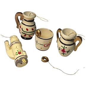 Miniature‎ Ceramic Pitcher Jug Cup Ornament Set Made in Taiwan set
